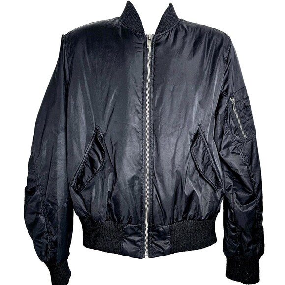 Pacsun Bomber Jacket Satin Mens Size M Full Zip Elastic Waist Lined Black VGC! - Picture 2 of 11